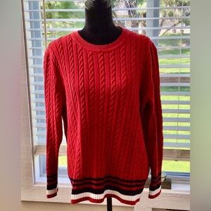 Tommy Hilfiger Red Crew Neck Cable Knit Sweater XXL